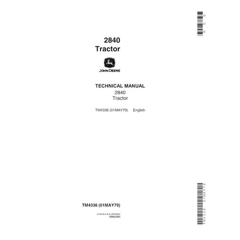 John Deere 2840 tractor pdf technical manual  - John Deere manuals - JD-TM4336-EN