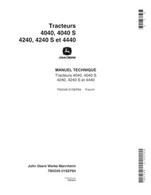 John Deere 4040, 4040S\r\n4240, 4240S, 4440 tractor pdf technical manual FR - John Deere manuals - JD-TM4345-FR