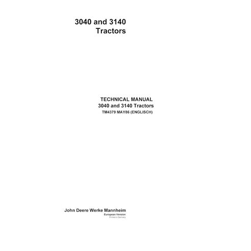 TM4379 John Deere 3040, 3140 tractor technical manual (TM4379)