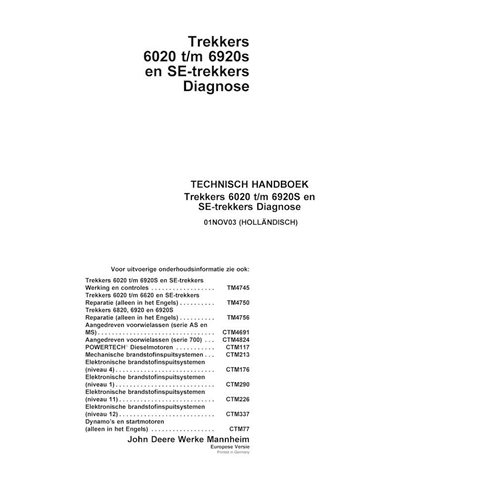 John Deere 6020 - 6920S tractor pdf diagnostic technical manual NL - John Deere manuals - JD-TM4730-NL