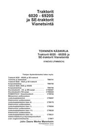 TM4749-FI Manuel technique de diagnostic du tracteur John Deere 6020 - 6920S FI (TM4749)