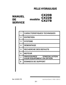 Manual de servicio en formato PDF de la excavadora Case CX20B, CX22B, CX27B - Case manuales - CASE-9-91831-SM-FR