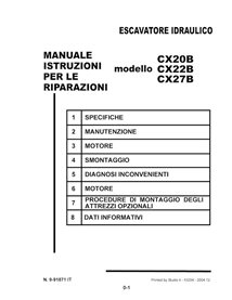 Manual de servicio en formato PDF de la excavadora Case CX20B, CX22B, CX27B - Case manuales - CASE-9-91871-SM-IT