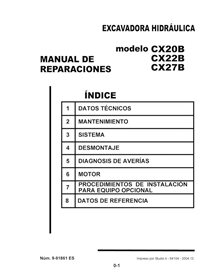 Manual de servicio en formato pdf de la excavadora Case CX20B, CX22B, CX27B ES - Case manuales - CASE-9-91861-SM-ES