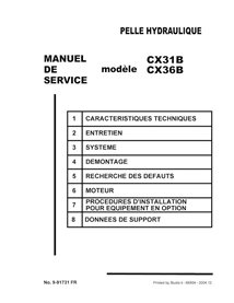 Manual de servicio en formato PDF de la excavadora Case CX31B, CX36B - Case manuales - CASE-9-91731-SM-FR