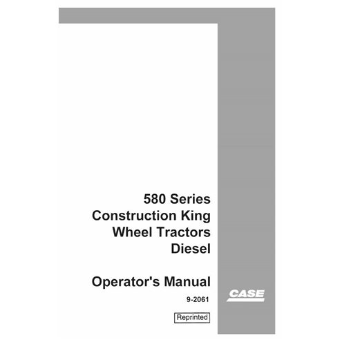 Manual do operador da retroescavadeira Case 580CK em PDF - Case manuais - CASE-9-2061-OM-EN