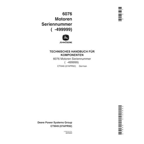 JD-CTM49-DE John Deere 6076 engine service manual DE (CTM49)