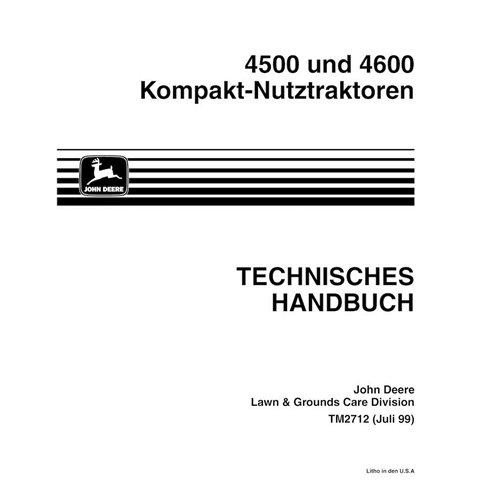 Manual técnico em pdf do trator compacto John Deere 4500, 4600 - tudo incluso DE - John Deere manuais - JD-TM2712-DE