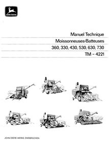 John Deere 330, 360, 430, 530, 630, 730 colheitadeira pdf manual técnico FR - John Deere manuais - JD-TM4221-FR