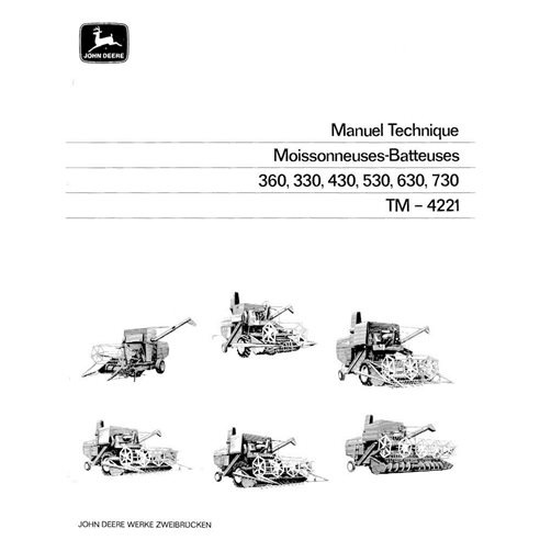 John Deere 330, 360, 430, 530, 630, 730 colheitadeira pdf manual técnico FR - John Deere manuais - JD-TM4221-FR