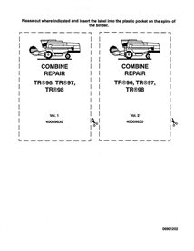 Manual de reparo em PDF da colheitadeira New Holland TR96, TR97, TR98 - New Holland Agricultura manuais - NH-40009630-RM-EN