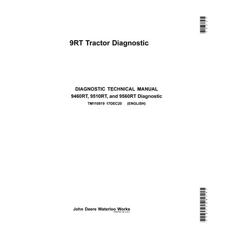 John Deere 9460RT, 9510RT, and 9560RT tractor pdf diagnostic technical manual 