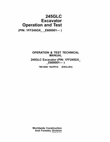 John Deere 245GLC excavator pdf operation and test technical manual 