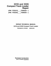 John Deere 331G, 333G compact track loader pdf repair technical manual 