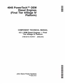 John Deere 4.5L Tier 4 - Stage IV diesel engine pdf operation and test technical manual 