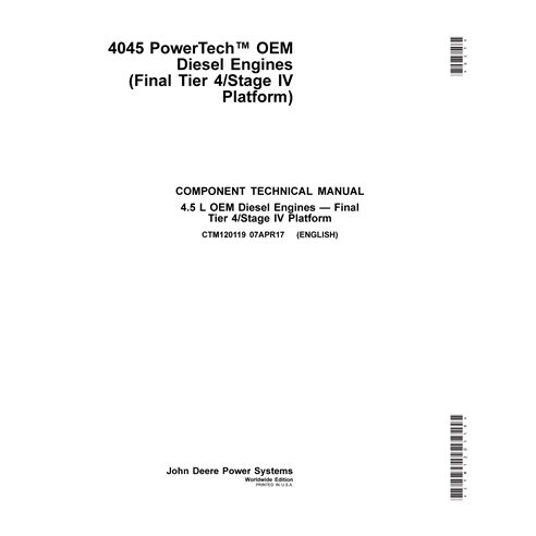 John Deere 4.5L Tier 4 - Stage IV diesel engine pdf operation and test technical manual 