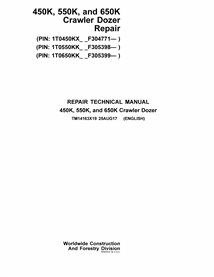 TM14163X19-08-17 John Deere 450K, 550K, 650K crawler dozer repair technical manual (TM14163X19)