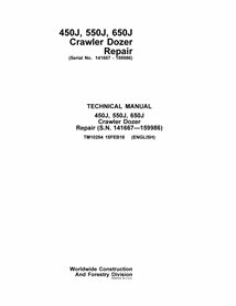 John Deere 450J, 550J, 650J S.N. 141667-159986 crawler dozer pdf repair technical manual 