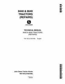 TM1199 John Deere 8440, 8640 tractor pdf repair technical manual