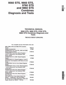 John Deere 9560 STS, 9660 STS,
9760 STS
and 9860 STS combine pdf diagnosis and tests manual 