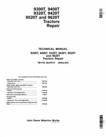 John Deere 9300T, 9400T, 9320T, 9420T, 9520T and 9620T tractor pdf repair technical manual 