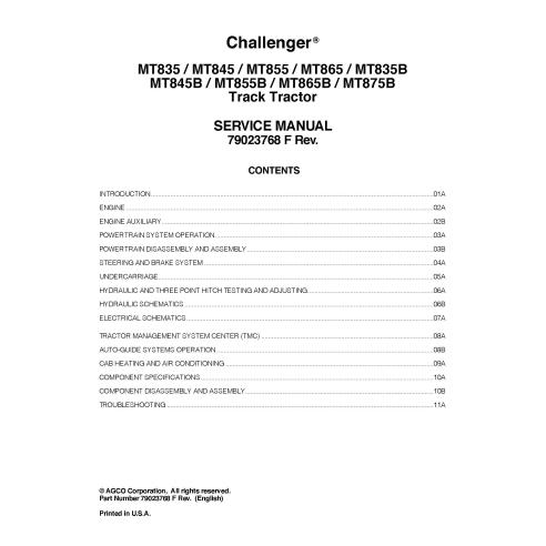 Challenger MT835 / MT845 / MT855 / MT865 / MT835B\r\nMT845B / MT855B / MT865B / MT875B tractor service manual - Challenger ma...