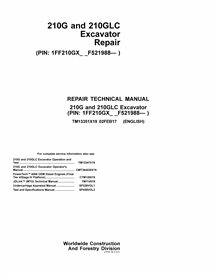 John Deere 210G, 210GLC excavator pdf repair technical manual 