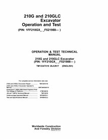 John Deere 210G, 210GLC excavator pdf operation and test technical manual 