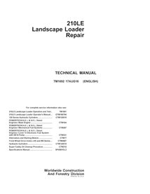 TM1692 Manual técnico de reparación de la cargadora de terreno John Deere 210LE (TM1692)