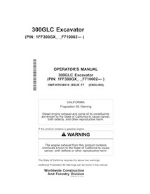 John Deere 300GLC excavator pdf operator's manual 