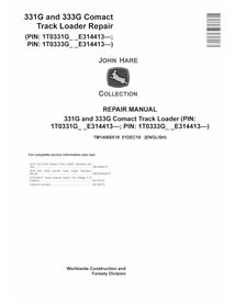 John Deere 331G, 333G compact track loader pdf repair technical manual 