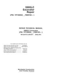 TM13207X19 Manual técnico de reparo da escavadeira John Deere 350GLC PIN: 1FF350GX_ _F809192 (TM13207X19)