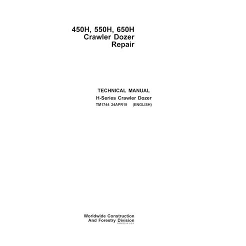 TM1744-04-19 John Deere 450H, 550H, 650H crawler dozer pdf repair technical manual