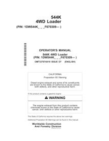 JD-OMT337074X19 John Deere 544K PIN: 1DW544K___F670309- wheel loader operator's manual (OMT337074X19)